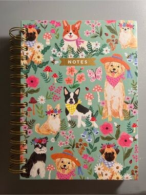 Clementine Paper Inc Dogs Flowers Spiral Notebook Journal Hardcover 8.5x6.25